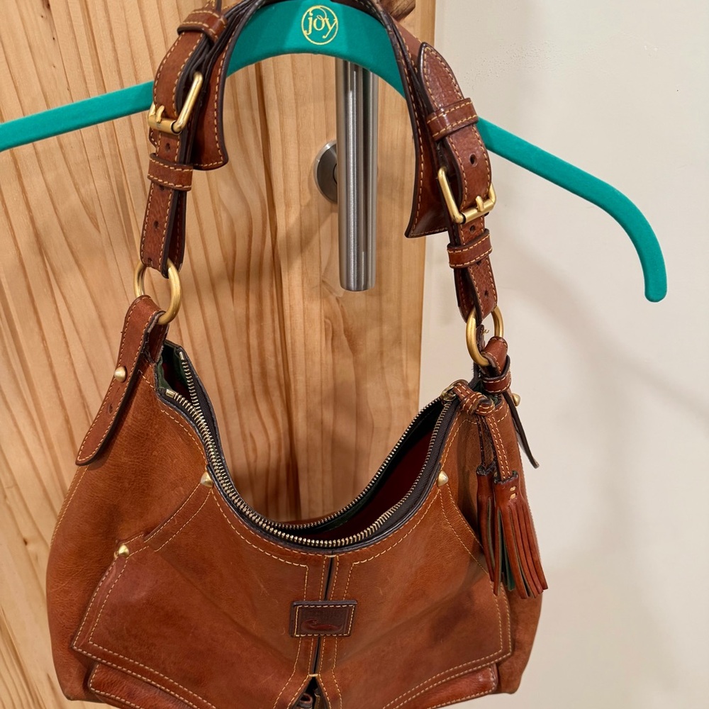 Dooney & Bourke Kingston Brown Leather Satchel with Tassel